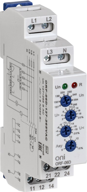 

Реле контроля фаз ONI ORF-06D-127-265VAC ORF-06D 3 фазы 2 контакта 127-265В AC с контролем нейтрали, ORF-06D-127-265VAC