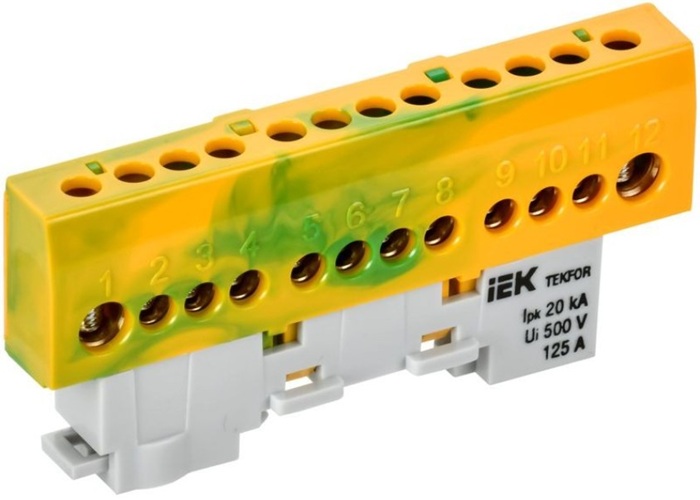 

Шина PE "земля" IEK TF-NN20-12-KL-K52 TEKFOR изолированная на универсальном держателе 8х12-12-ЖЗ, TF-NN20-12-KL-K52