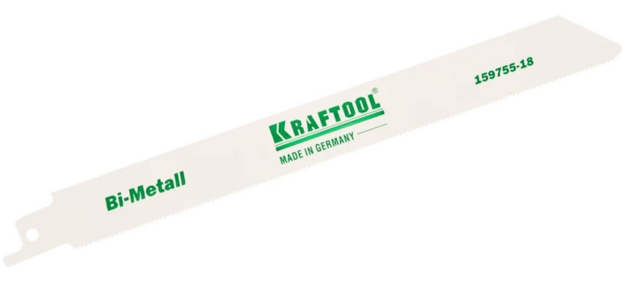

Полотно Kraftool 159755-18 по металлу для эл.ножовки, S1122EF, 1/2"S, разведенные, фрезерован. зубья, Bi-Metall, шаг 1,4мм., 180мм., 159755-18