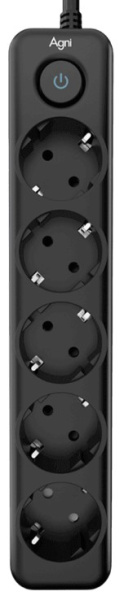 Изображение товара Сетевой фильтр AGNI TP-FD5E-5m-black с защитой и 5 розетками