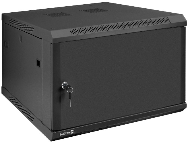 

Шкаф настенный 19", 6U Exegate EC-WM-6U.600.M.BLACK EX298618RUS телекоммуникационный (19", 6U, 600x600x370mm (ШхГхВ), передняя дверь металл, съемные б, EC-WM-6U.600.M.BLACK