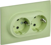фото Розетка двухместная с заземлением в сборе  IEK SK-R24-16-K06-F