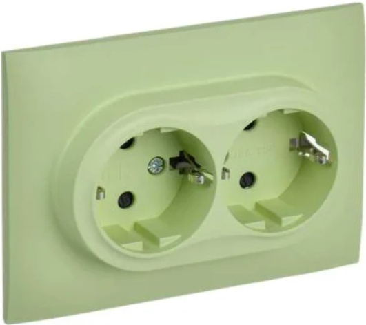 Изображение товара Двухместная розетка с заземлением IEK SK-R24-16-K06-F встраиваемая матовая