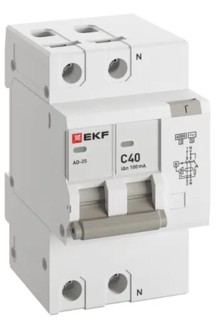 

Автомат дифференциальный EKF DA2-6-40-100S-pro АД-2 2Р (S) 40А характеристика C 100мА тип АС электронный селективный 6кА PROXIMA, DA2-6-40-100S-pro