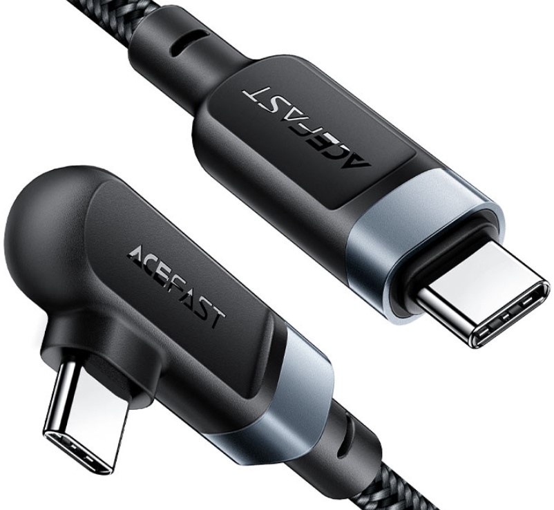 Кабель ACEFAST C5-03 угловой, USB Type-C/USB Type-C, 100W, 2м, серый космос