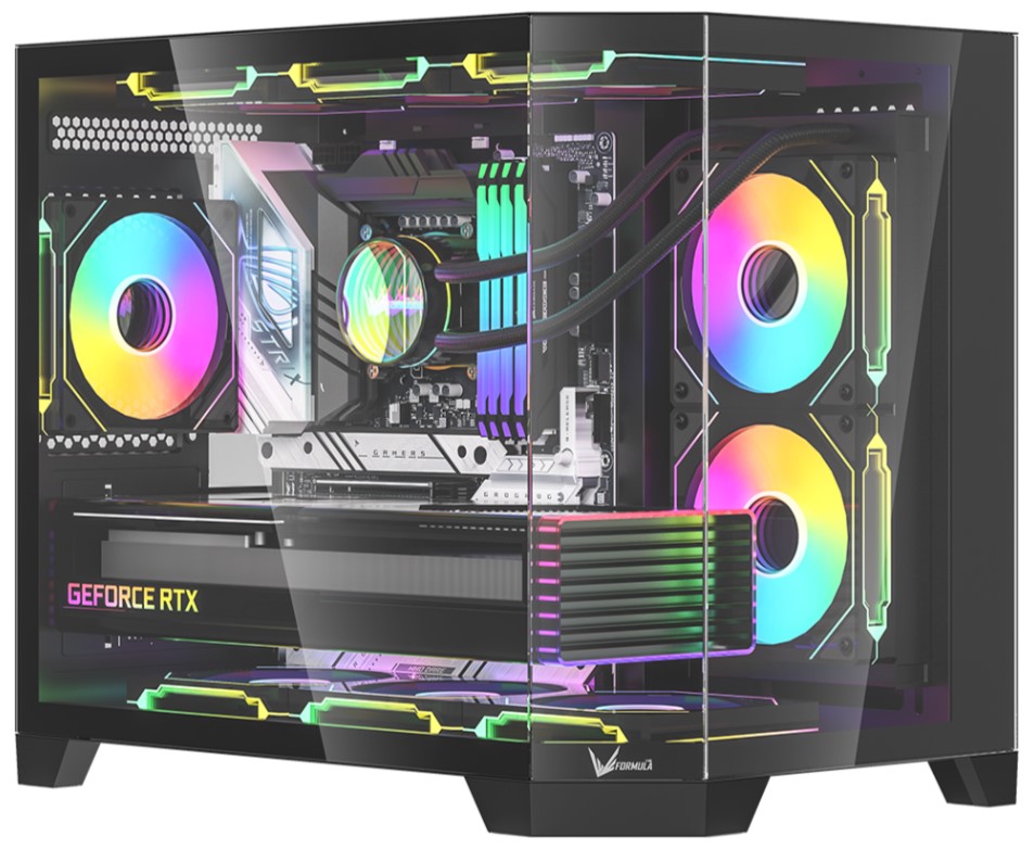 

Корпус mATX Formula V CRYSTAL Z6M FLOE без БП, боковая и фронтальная панель из закалённого стекла, 2*USB 3.0, CRYSTAL Z6M FLOE