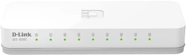 

Коммутатор неуправляемый D-link DES-1008C/B1A 8x100Base-TX, корпус пластик, DES-1008C/B1A