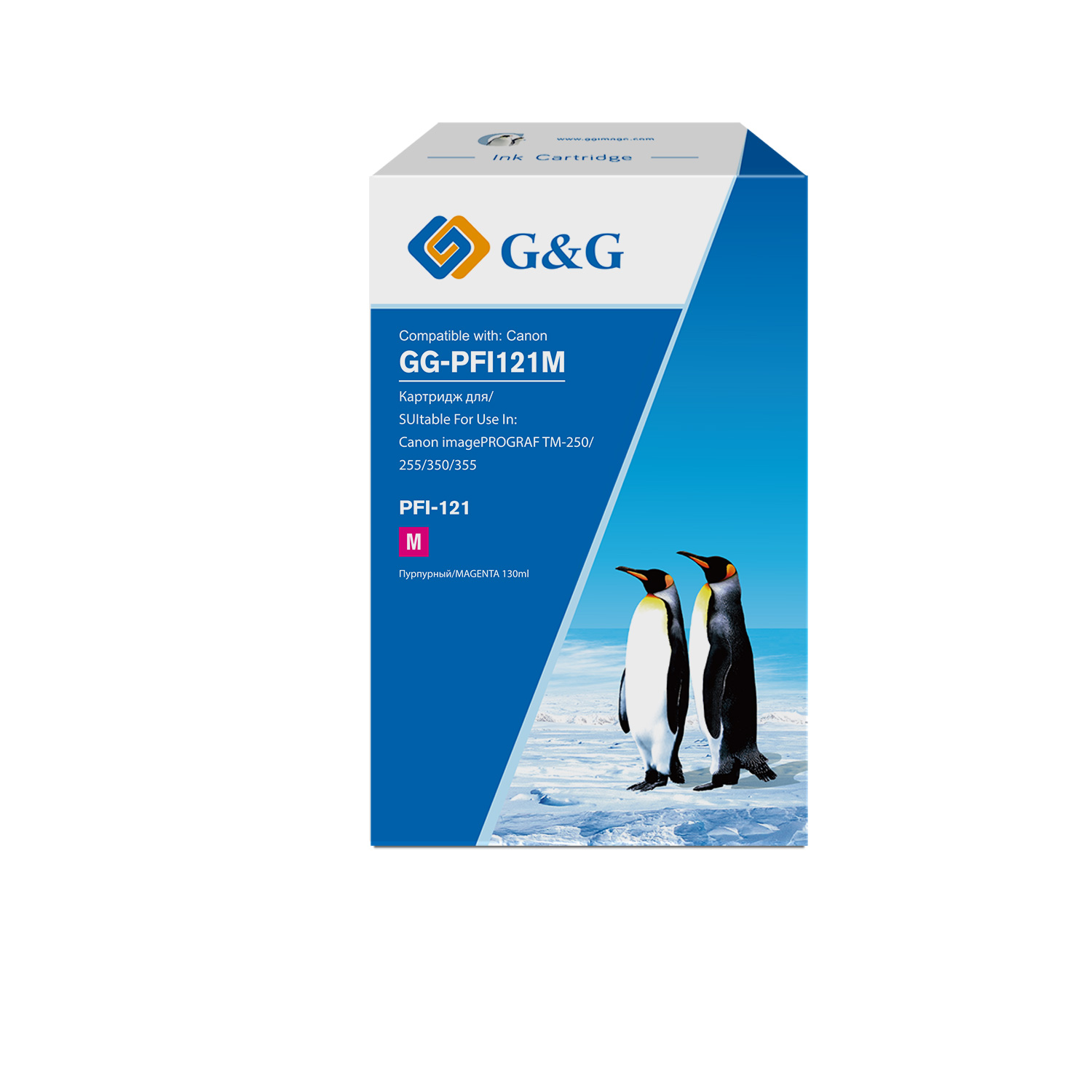 

Картридж струйный G&G GG-PFI121M для Canon imagePROGRAF TM-250/255/350/355, пурпурный, 130мл, GG-PFI121M