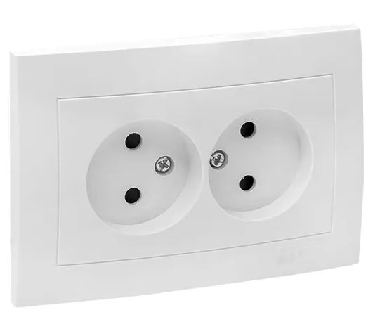 

Розетка двухместная без заземления в сборе EKF EWR10-102-10 Валенсия б/з 10А белая с защ. штор., EWR10-102-10