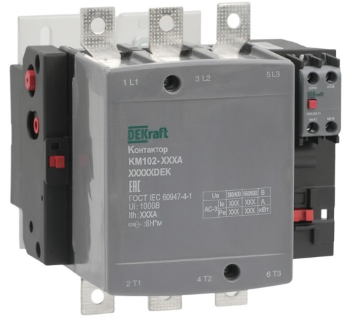 

Контактор DEKraft 21950DEK 185А 380В_АС АС3_ АС4 1НО+1НЗ КМ-102, 21950DEK