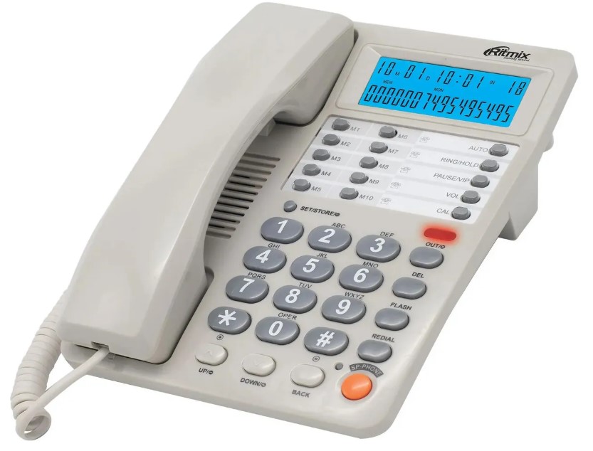 

Телефон проводной Ritmix RT-495 80002153 белый/серый, RT-495