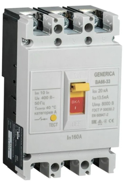 Изображение товара Автоматический выключатель в литом корпусе GENERICA SAV20-3-0160-G