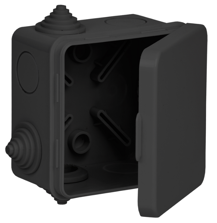 

Коробка распределительная IEK UKO31-080-080-050-K02-54 КМ41238 80х80х50мм о/к IP54 7 вв. черная, UKO31-080-080-050-K02-54