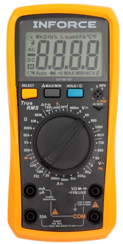 

Мультиметр цифровой Inforce 01-05-07 универсальный, 01-05-07