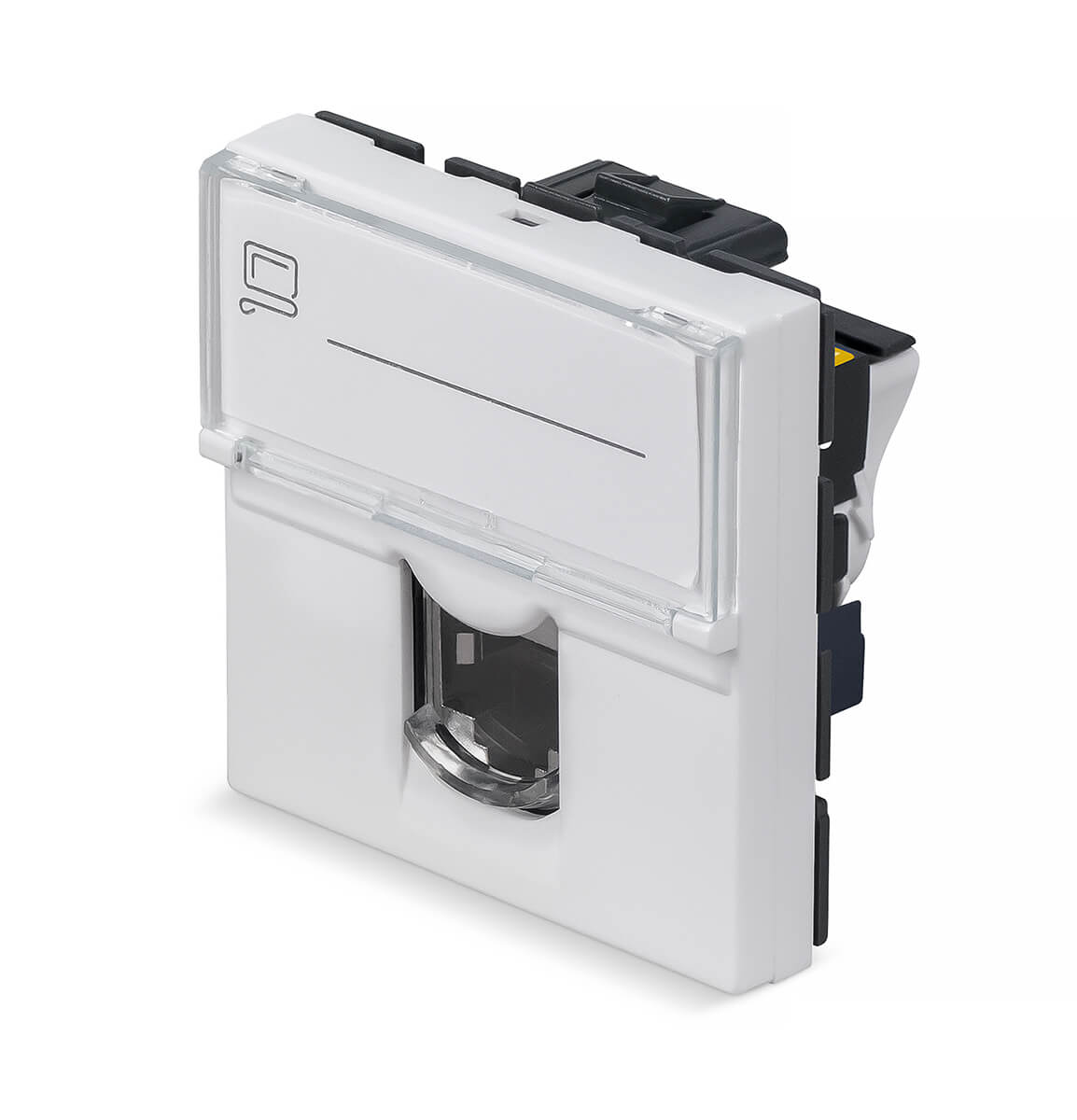 

Модуль Cabeus KJ-RJ45-Cat.6a-180T-FP-L-45 Keystone Jack RJ-45(8P8C), 180 градусов, категория 6a, безинструментный монтаж, вставка Mosaic, KJ-RJ45-Cat.6a-180T-FP-L-45