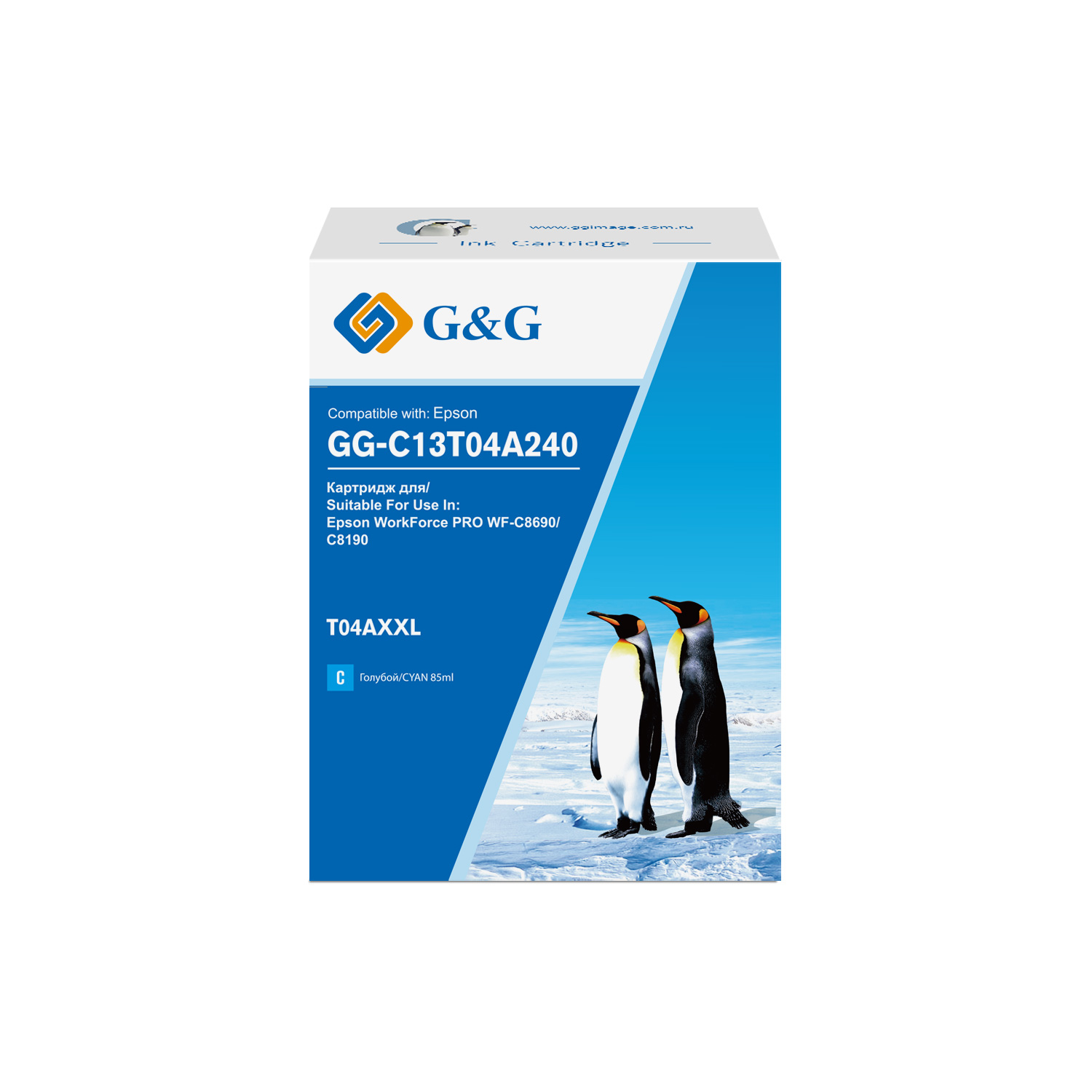 

Картридж G&G GG-C13T04A240 струйный голубой для Epson WorkForce WF-C8190/WF-C8690 (8000стр), GG-C13T04A240