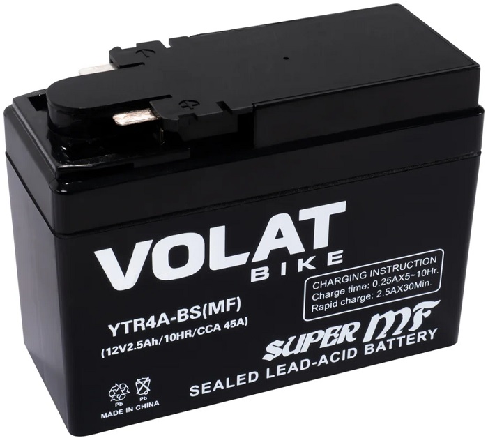 

Батарея VOLAT YTR4A-BS(MF)Volat (2.5 Ач, 12 V) Обратная, R+ 113х39х88 (для мототехники), YTR4A-BS(MF)Volat