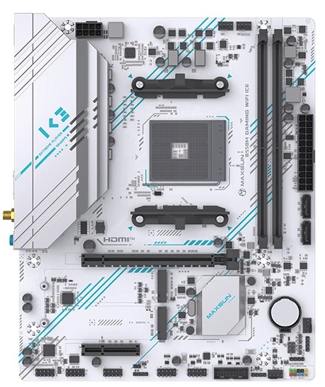 

Материнская плата mATX MAXSUN MS-B550M GAMING WIFI ICE (AM4, AMD B550 4*DDR4, 3*SATA, 2*M.2, PCIe, 4*USB 2.0, 2*USB 3.0, BT, WiFi, HDMI, DP), MS-B550M GAMING WIFI ICE
