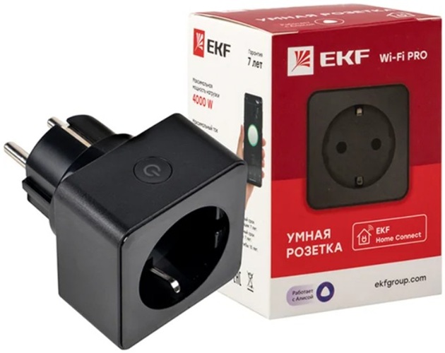 

Розетка умная EKF RCS-2-WF Connect Wi-Fi черная, RCS-2-WF
