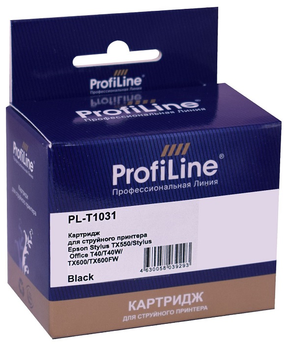 

Картридж ProfiLine PL_T1031_BK струйный для принтеров Epson Stylus Office T40/TX600FW с чернилами на водной основе Black 25,9 мл, PL_T1031_BK