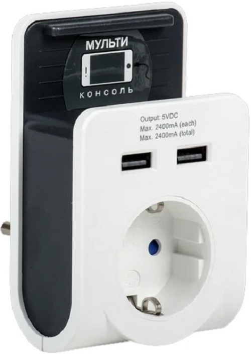 

Адаптер IEK WTP11-16-01-Z-K01 Т-02/01 1 место 2P+PE 16А 2хUSB 2,4А белый, WTP11-16-01-Z-K01