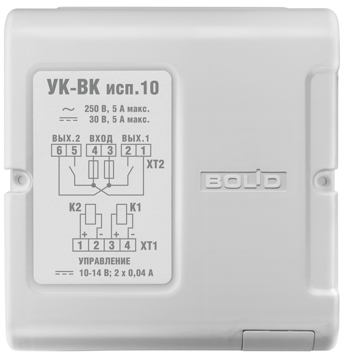 

Устройство Болид УК-ВК исп.10 коммутационное (два канала) 12 В, 40 мА. на замыкание. Возможность крепления на DIN рейку, УК-ВК исп.10