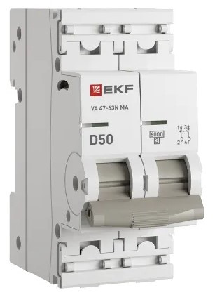 Изображение товара Автоматический выключатель EKF M63MA6250D IP20 для защиты цепей 50 А 230 В