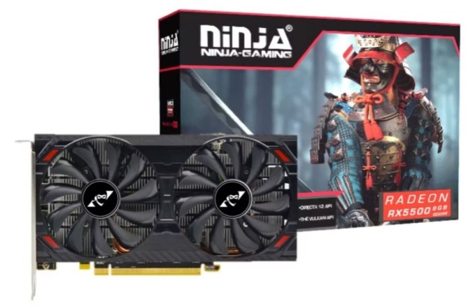 

Видеокарта PCI-E Sinotex GeForce RTX 550 Ninja (AF550FG86F) 8GB GDDR5 128bit 1845/14000MHz DVI HDMI DP, Radeon RX 5500 Ninja (AF550FG86F)