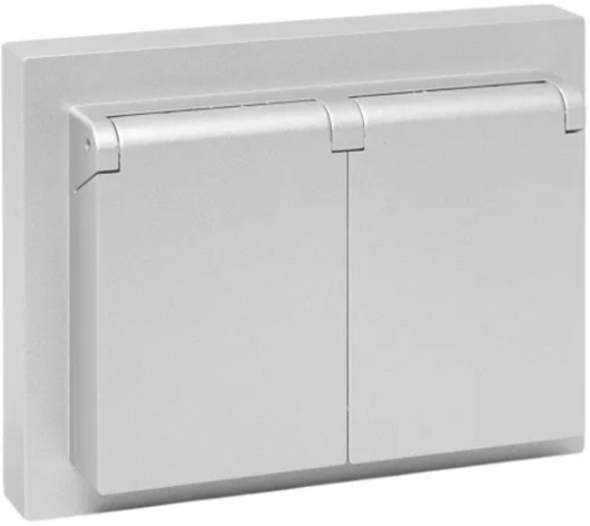 Изображение товара Розетка двухместная с заземлением в сборе EKF UP1-SOW-211-44