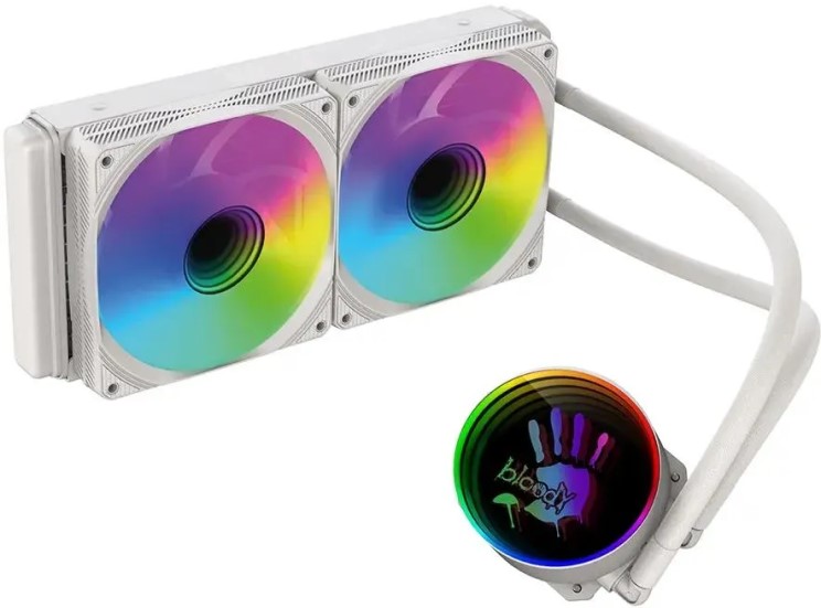 

Система охлаждения жидкостная Bloody BD-LC240ARGB1-WH LGA1200/1700/1851/AM4/AM5 (TDP 260W, 2*120mm, 800-1800rpm, 67CFM, 35dBa, 4-pin PWM) Ret, BD-LC240ARGB1-WH