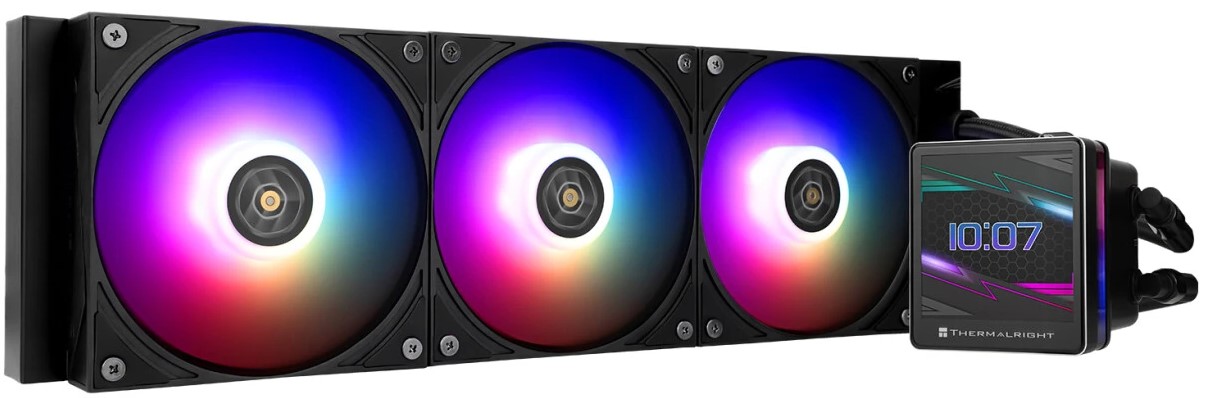 

Система охлаждения жидкостная Thermalright Grand Vision 360 Black ARGB LGA115x/1200/1700/1851/AM4/AM5 (3*120mm, 2150rpm, 80.45CFM, 29dBa), Grand Vision 360 Black ARGB