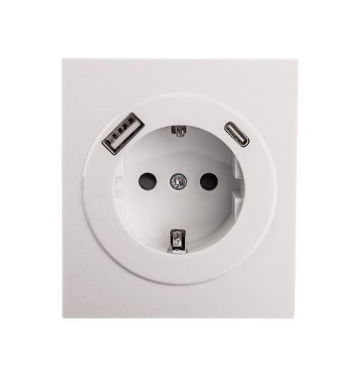 

Розетка с заземлением с 2 USB KRANZ KR-78-0704-4 MIELE STRONG с/у з/ш 16А A+C быстрой зарядки 5В/3А жемчуг, KR-78-0704-4