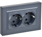 фото Розетка двухместная с заземлением  IEK BR-R28-16-K35-F
