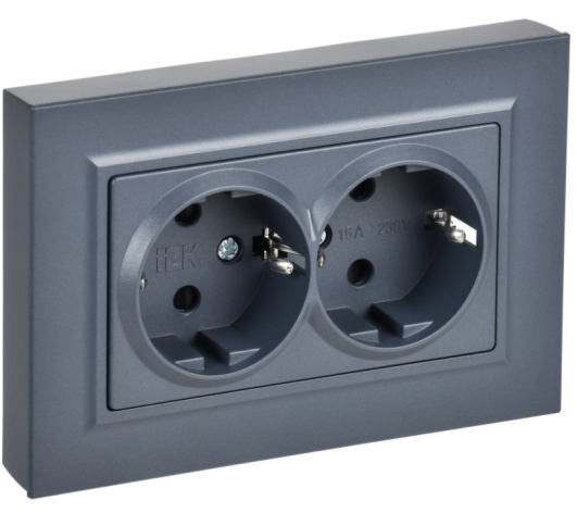 Изображение товара Розетка двухместная с заземлением IEK BR-R28-16-K35-F