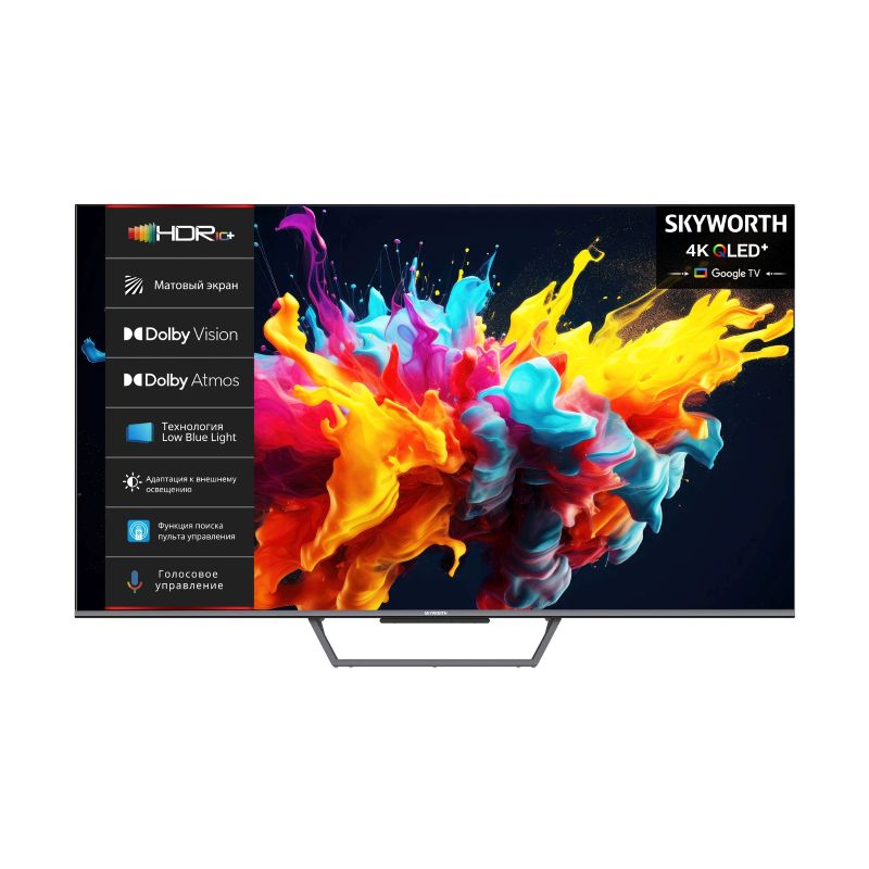 

Телевизор Skyworth 65Q67G 65" QLED Google TV Frameless черный/серый 4K Ultra HD 60Hz DVB-T DVB-T2 DVB-C DVB-S DVB-S2 USB WiFi Smart TV, 65Q67G