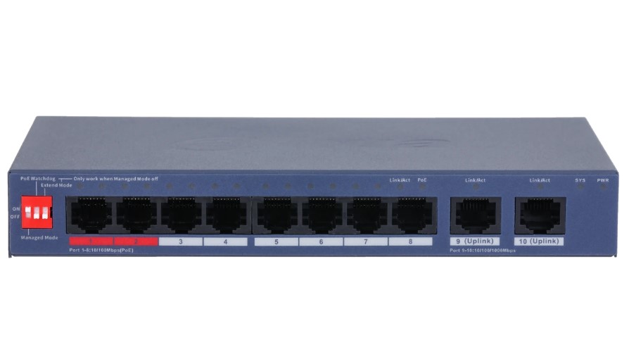 

Коммутатор Dahua DH-CS4010-8ET2GT-110 сетевой PoE, DH-CS4010-8ET2GT-110