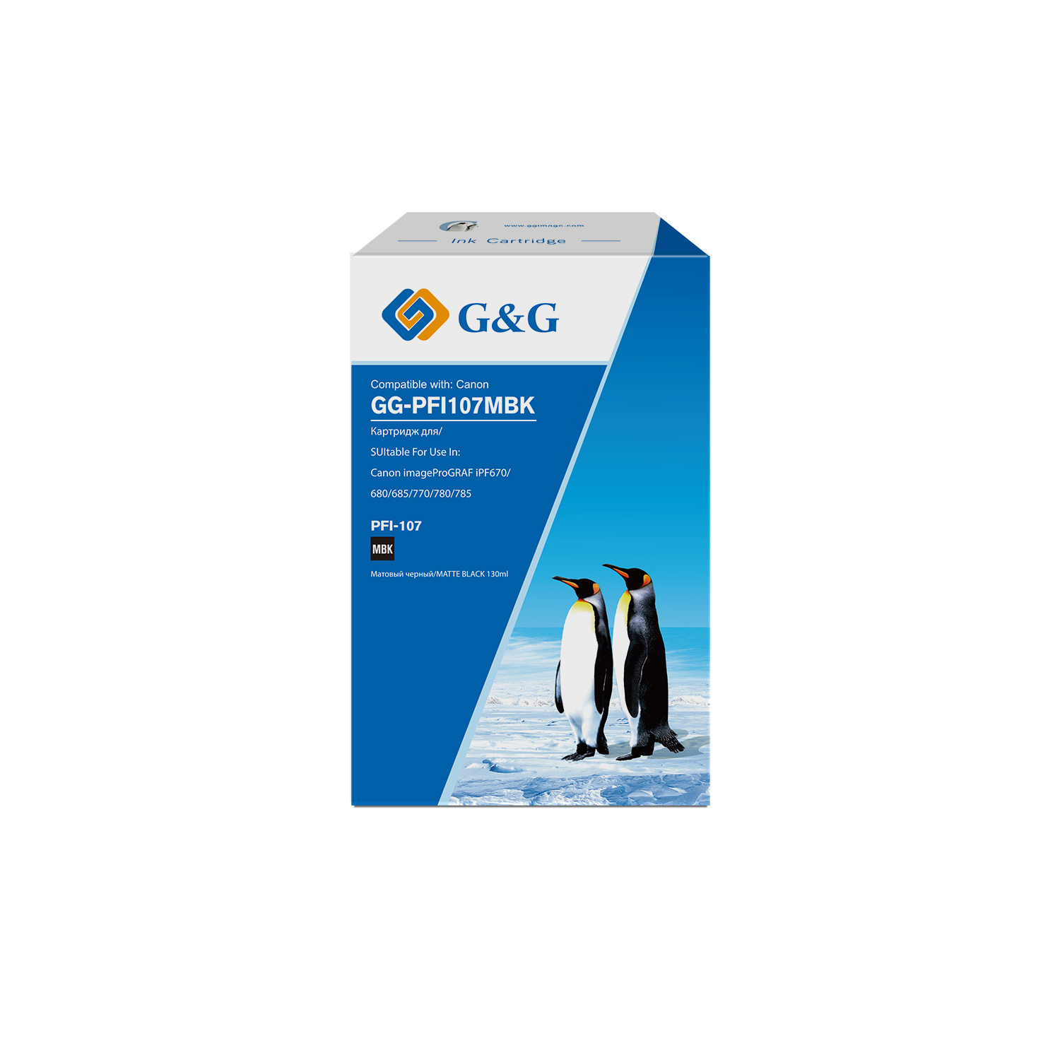 

Картридж G&G GG-PFI107MBK струйный черный матовый (130мл) для Canon imageProGRAF iPF670/680/685/770/780/785, GG-PFI107MBK