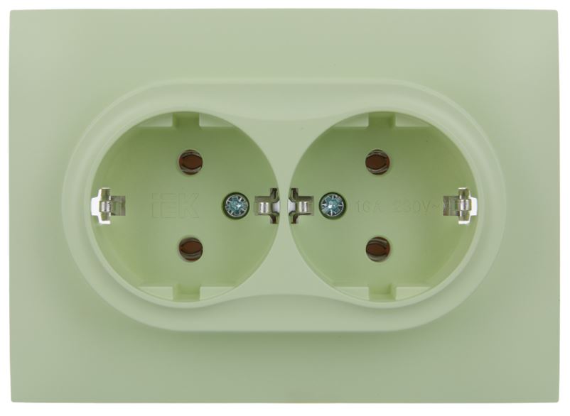 

Розетка двухместная с заземлением в сборе IEK SK-R21-16-K06-F SKANDY без защитных шторок 16А SK-R08M мятная, SK-R21-16-K06-F