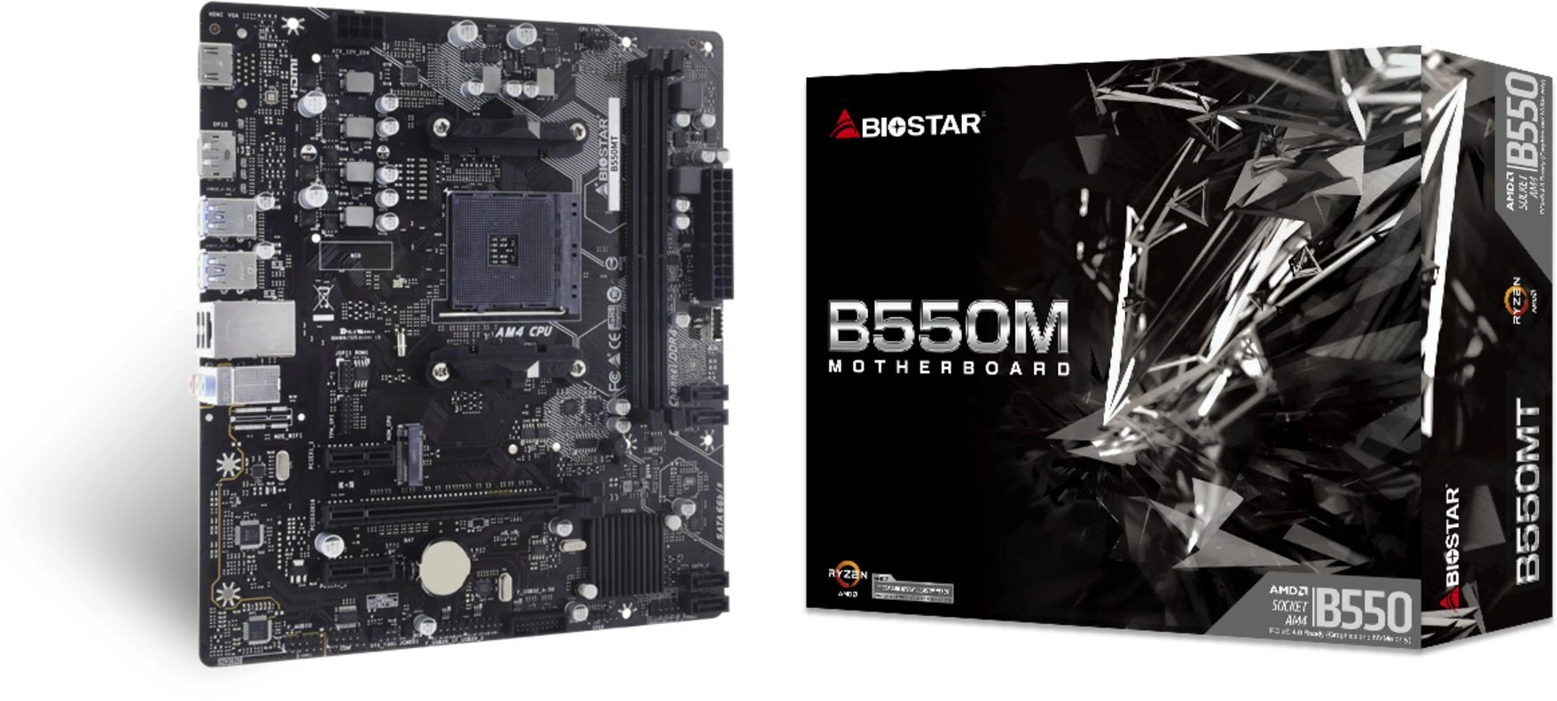 

Материнская плата Biostar B550MT (AM4, AMD B550, 2*DDR4, PCIe, M.2, 4*SATA, 2*USB 2.0, 4*USB 3.2, HDMI, DP), B550MT