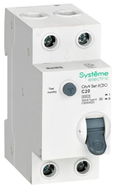Изображение товара Дифференциальный автомат Systeme Electric C9D65620 230 В 20 А 2 полюса