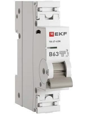 

Автоматический выключатель EKF M634163B 1P 63А (В) 4,5kA ВА 47-63N PROxima, M634163B