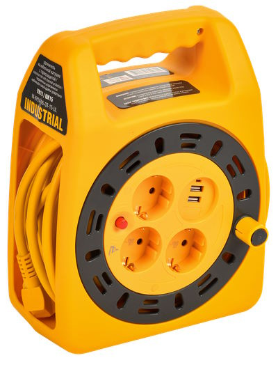 Изображение товара Удлинитель IEK на катушке 15 м с USB