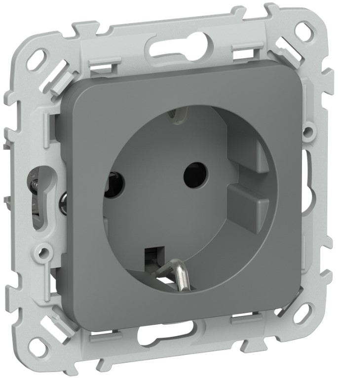 

Розетка с заземлением IEK FI-R14-16-1-K80 FLITE с защитными шторками безвинтовое крепление 16А РСш11-1-ФлМА мокрый асфальт, FI-R14-16-1-K80