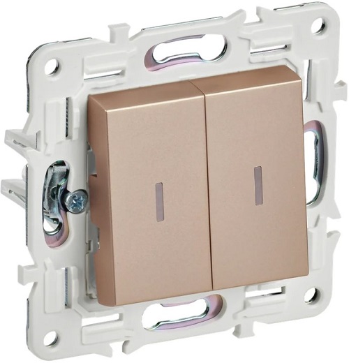 

Выключатель двухклавишный с подсветкой IEK SK-V20-1-10-K98 SKANDY 10А SK-V09Sa песочный, SK-V20-1-10-K98