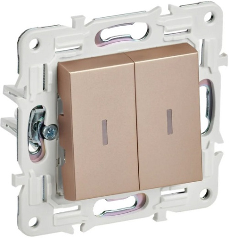 Изображение товара Выключатель двухклавишный с подсветкой IEK SK-V20-1-10-K98