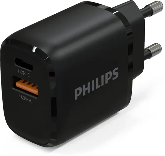 

Зарядное устройство сетевое Philips DLP2560DB/97 PD25W + кабель USB C - USB C черное, DLP2560DB/97