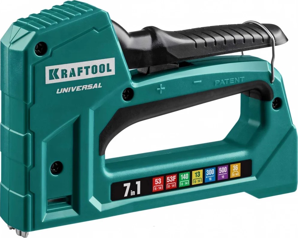

Степлер Kraftool Universal 31524 Kraftool пластиковый 7-в-1: 53, 140, 13, 53F, 36, 300, 500, со скобами, Universal
