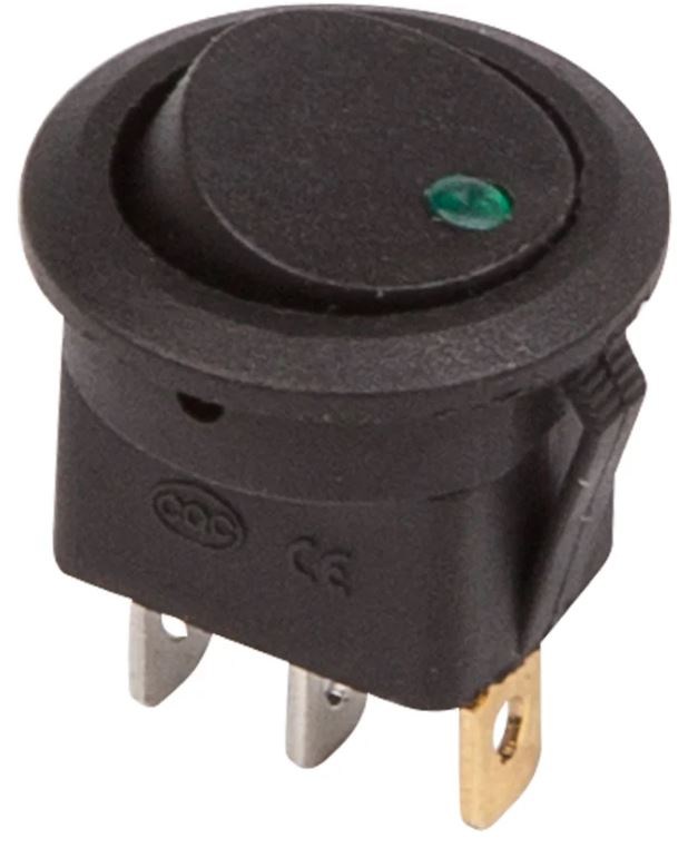 

Выключатель Rexant 36-2583 клавишный круглый 12V 20А (3с) ON-OFF черный с зеленой подсветкой (RWB-215, MIRS-101Е-8С/D), 36-2583