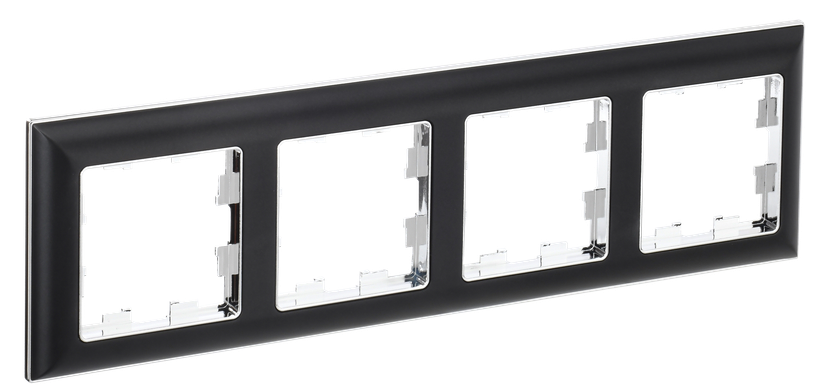 

Рамка четверная IEK BR-M42-12-2-K23 BRITE РУ-4-Бр Хром/Черный, BR-M42-12-2-K23