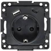 фото Розетка с заземлением с 2 USB EKF EZR16-2USB-typeA-typeC
